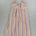 Old Navy Halter Dress Womens M Multicolor Striped Baby Doll Smocked Cinch Maxi Photo 8