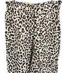 J.Crew  Pants Linen Blend Cream Brown Leopard Print Tapered Summer Weight Size 4 Photo 1