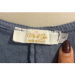 Me & Gee Dots Tank Dress in Blue wi/White Large Polka Dots 100% Linen Women's L Photo 3