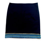 Talbots NWT  Navy Embroidered Beaded Sequin Hem A-Line Skirt Photo 2