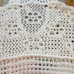 POL  American Flag Open Knit Crochet Sweater Top Hoodie Red White and Blue Large Photo 6