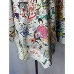 Inoah Shirt Women Medium Gray Artsy Paris Long Sleeve Asymmetric Hem Top Boho Photo 8