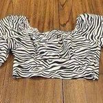 I. Madeline Zebra Black White Puff Sleeve Crop Top nwt L Size L Photo 0