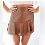 The Impeccable Pig  Faux Leather Brown Mini Skirt Photo 1
