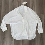 Commense Elegant Charlotte Oversized Button Up Collared Shirt White Flowy XL Photo 1
