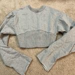 Urban Outfitters  Heather Gray Cropped, Ribbed Sweatshirt Photo 0