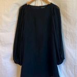 White House | Black Market  Boat Neck Pleated Long Sleeve Mini Shift Dress Photo 2