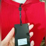 DKNY  pleated super stretchy silky red scarlet long dress tie bow neck sleeveless Photo 4