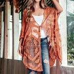 Embroidered Mesh Kimono‎ Orange Photo 7