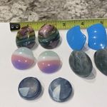Lot Of 5 Colorful Pierced Costume Earrings Plastic Blue Purple Etc Photo 7