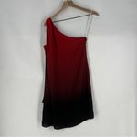 Halston Heritage  Women's‎ Chiffon Red Black Ombre One-Shoulder Cocktail Dress S Photo 8