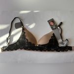 Daisy Fuentes  ~ Womens Bra Push Up Underwire Luxe Lace Black Beige ~ 34C Photo 5