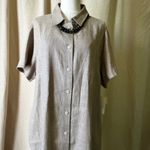 Vintage 90s Andrea Viccaro 100% Linen Maxi Shirt Dress NWT Tan Gray XL Photo 3