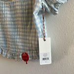 Love Shack Fancy Top Breonna Puff Sleeve Gingham Crop Top in Blue Patriot Sz 0 NWT Photo 6
