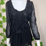 Pretty Angel  Rose Black Pleated Silk Dress Photo 4