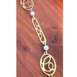 Vintage Gold Tone Avon Necklace Script Initial C Faux Pearl No Clasp Estate 31" Photo 2