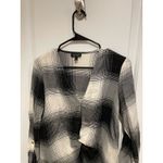 Topshop Plaid Flannel Shirt Black White V-Neck Size 4 Button Down Fall Grunge Photo 5