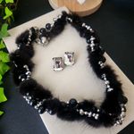 Unique Vintage  Real Fur 3 Strand Necklace Earrings Set Photo 0