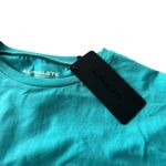 Alphalete  Womens M Short Sleeve Boxy Crop Top Aqua Blue Pump Cover Oversized New Photo 4