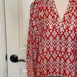 BeachLunchLounge Beach Lunch‎ Lounge Red Sonya Print Long Sleeve Peasant Blouse Size Small Photo 6