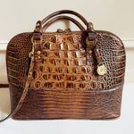 Brahmin Vintage Rare 25th Anniversary Croc Embossed Tote Crossbody Bag Pecan Photo 0