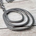 Vintage Necklace Dark Silver Tone / Gray Uneven Oval Pendant Photo 3