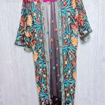 Reflection xs black sheer embroidered floral duster beach coverup cropped sleeve Photo 4