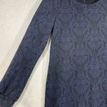 Loft  Medium Dress Jacquard Long Sleeve Balloon Medallion‎ Blue Knee-Length Party Photo 4