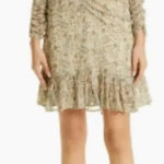 ByTimo | Sheer Floral Ruished‎ Dress Long Sleeve Small Green Photo 0