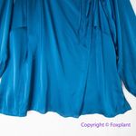 Eloquii New!  women's tie‎ neck long sleeve satin top blouse royal blue, size 20 Photo 2