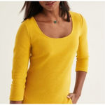 Boden Tilly Ottoman Ribbed 3/4 Sleeve Top in Yellow Cotton Blend,‎ Size 2 Photo 1