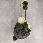 Gray Crochet Cable Knit Pom Pom Bucket Y2K Vintage Beanie Cap Hat Photo 2