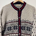 Vintage L.L. Bean Fair Isle Nordic Cardigan Sweater Wool Sie XL Women’s Winter Blue Photo 3