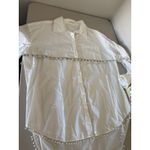 Andthewhy Women's White Pearl Embellished Beaded Classic Button Down Shirt Top Blouse XL Photo 3