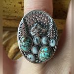 White Buffalo Turquoise Blue Turquoise Sterling Silver Forest Ring Size 6 Photo 0