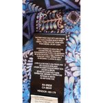 Nine West Blue/Black & white semi sheer Tunic Blouse neck tassel size Large Photo 6