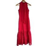 Monique Lhuillier Lace Fit & Flare Midi Dress Raspberry Red Size 2 Photo 1