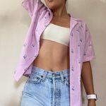 Vintage Cheryl Tiegs Pastel Purple Printed Button Down Shirt Size 6 Photo 0