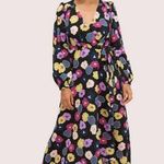 Kate Spade NEW  Winter Garden Midi in Black Floral Print Wrap Dress Size 6 Photo 9