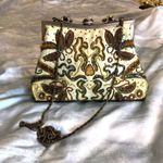 Vintage beaded embellished gold crossbody handbag with gold metal handle Photo 0