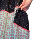 Umgee  Teal Pink Navy Long Sleeve Mini Shift Dress Boatneck XL Boho Lagenlook Photo 2