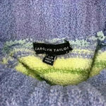 Carolyn Taylor  Blue & Green Striped Turtleneck Sweater Size Large Photo 6