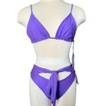 LA PORTE Bikini Set Purple Textured Fabric Size Medium NWT Photo 1