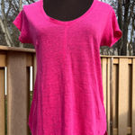Tahari  Women’s 100% Linen Hot Pink V-Neck Short Sleeve T-Shirt Sz S Lightweight Photo 0