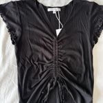 Antistar Grey Shirring Tie Detail Rib Knit Crop Top Photo 1