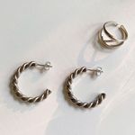 Twisted hoops earrings large hoop earrings silver hoops earrings Photo 2