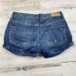 ZARA  Women Denim Shorts‎ Womens 6 Blue Distressed Studded Roll Hem Photo 4