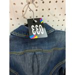 London Jean Double Breasted Denim Jacket Blue Yellow Stitching Women's XS Photo 6