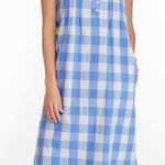 LL Bean Blue Plaid Sleeveless Midi Dress Pockets Size LARGE‎ Photo 0