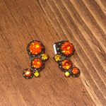 VINTAGE 50s CLIP BACK EARRINGS MADE IN AUSTRIA Orange/yellow RARE design Photo 0